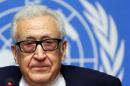 U.N.-Arab League envoy for Syria Brahimi addresses the media after a meeting at the Geneva Conference on Syria at the United Nations European headquarters in Geneva