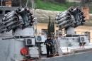 A sailor guards a Russian navy ship in the Bay of Sevastopol on March 9, 2014