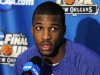 Kansas forward Thomas Robinson talks to reporters during a news conference in New Orleans, Thursday, March 29, 2012. Kansas is scheduled to play Ohio State in an NCAA tournament Final Four semifinal college basketball game on Saturday. (AP Photo/Gerald Herbert)