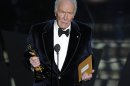Christopher Plummer accepts the Oscar for best actor in a supporting role for â€œBeginnersâ€ during the 84th Academy Awards on Sunday, Feb. 26, 2012, in the Hollywood section of Los Angeles. (AP Photo/Mark J. Terrill)