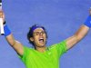 Nadal of Spain celebrates after defeating Berdych of the Czech Republic in their quarter-finals match at the Australian Open in Melbourne