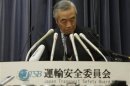 Goto, Japan Transport Safety Board chairman, attends a news conference at the transport ministry in Tokyo