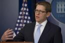White House press secretary Jay Carney speaks during his daily news briefing at the White House in Washington, Tuesday, Feb. 18, 2014. Carney answered questions including ones on Syria and North Korea. (AP Photo/Jacquelyn Martin)