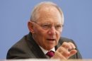 German Finance Minister Wolfgang Schaeuble speaks at a press conference about the German budget in Berlin, Germany, Wednesday, June 26, 2013. The government of Europe biggest economy finalized the budget for 2013 and the budget plan for 2014. (AP Photo/Markus Schreiber)