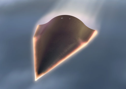 In this undated artist's rendition released by the Defense Advanced Research Projects Agency (DARPA) showing the Falcon Hypersonic Technology Vehicle 2 (HTV-2). The Falcon HTV-2 is an unmanned, rocket-launched, maneuverable aircraft that glides through the Earth’s atmosphere at incredibly fast speeds, Mach 20 (approximately 13,000 miles per hour). The hypersonic glider is scheduled for launch atop a Minotaur rocket on Wednesday Aug.10,2011 from Vandenberg Air Force Base, Calif.  The Hypersonic Test Vehicle-2 is an experiment in extremely high speed flight technologies by the U.S. Defense Advanced Research Projects Agency. (AP Photo/DARPA)