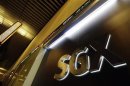 The logo of the SGX is pictured at its office in Singapore
