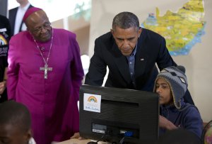 U.S. President Barack Obama, right, with Anglican Bishop …