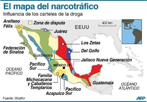 Mapa del narcotráfico en México (AFP | gustavo izus/jennifer hennebert)