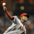 Los Angeles Angels pitcher Ervin Santana delivers against the Baltimore Orioles in the eighth inning of a baseball game, Saturday, Sept. 17, 2011, in Baltimore. The Orioles won 6-2. (AP Photo/Gail Burton)