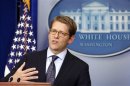 White House Press Secretary Jay Carney speaks during the news conference at the White House in Washington