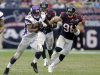 Minnesota Vikings running back Adrian Peterson (28) rushes for a gain as Houston Texans' Connor Barwin (98) pursues during the third quarter of an NFL football game Sunday, Dec. 23, 2012, in Houston. (AP Photo/Patric Schneider)