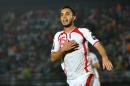 Tunisia's midfielder Mohammed Ali Moncer celebrates after scoring a goal during the 2015 African Cup of Nations group B football match between Tunisia and Cape Verde in Ebebiyin on January 18, 2015