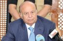 Yemeni President Abedrabbo Mansour Hadi pictured during a press conference in the southern Yemeni city of Aden on March 3, 2015
