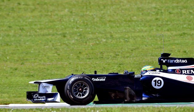 previous WilliamsRenault driver Bruno Senna of Brazil drives his F1 car at