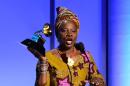Angelique Kidjo recieves the award for the Best World Music Album, Sings, onstage during the 58th Annual Grammy music Awards in Los Angeles on February 15, 2016