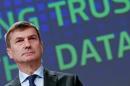 Commission vice-president for the digital single market Andrus Ansip takes part in a news conference on internet privacy at the EC headquarters in Brussels