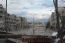 View of damaged buildings are seen in Al-khalidiya neighbourhood of Homs
