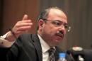 Egypt's newly appointed Finance Minister Hany Kadry Dimian talks during a news conference in Cairo