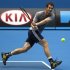 Andy Murray of Britain hits a return during a practice session at the Australian Open tennis tournament in Melbourne