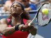 Serena Williams returns a shot to Ana Ivanovic of Serbia during the U.S. Open tennis tournament in New York, Monday, Sept. 5, 2011. (AP Photo/Mel Evans)