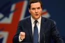 British Chancellor of the Exchequer George Osbourne speaks during the Conservative Party Conference in Manchester, on September 30, 2013