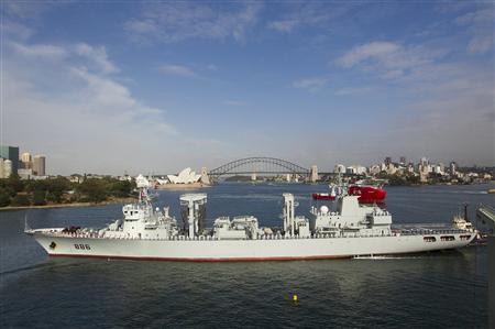 The Qiandaohu, one of the type-903 replenishment ships now in service with the Chinese navy, sails into Sydney harbour in this December 17, 2012 file handout photo provided by the Royal Australian Navy. REUTERS/ABIS/Chantell Bianchi/Royal Australian Navy/Handout