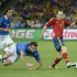 Spain's Andres Iniesta (right) escapes from Italy's Andrea Barzagli (centre) and Andrea Pirlo during Sunday's final