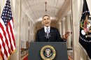 President Barack Obama speaks in the East Room of the White House in Washington, Thursday, June 28, 2012, after the Supreme Court ruled on his health care legislation. (AP Photo/Luke Sharrett/Pool)