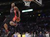 Terrence Ross of the Toronto Raptors goes up during the dunk contest at NBA basketball All-Star Saturday Night, Feb. 16, 2013, in Houston. (AP Photo/Eric Gay)