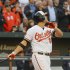 Baltimore Orioles' Davis hits a grand slam off of Minnesota Twins' Robertson during their MLB American League baseball game in Baltimore
