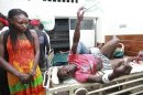 A man injured in a blast at Jerico Pub in the Kenyan Coast waits for treatment at the Coast General Hospital in Mombasa