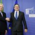 EU Commission President President Barroso poses with Italy's PM Monti ahead of a EU leaders summit in Brussels