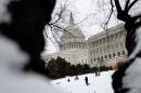 People sled on the west lawn of the US Capitol February 13, 2014 in Washington