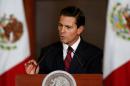Mexico's President Enrique Pena Nieto speaks to the audience during a meeting with members of the Diplomatic Corps in Mexico City, Mexico