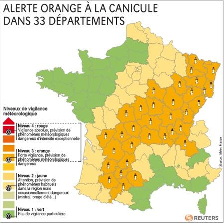ALERTE ORANGE À LA CANICULE DANS 33 DÉPARTEMENTS