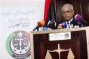 Libya's Justice Minister Salah al-Marghani speaks during a news conference at the headquarters of the Ministry of Justice in Tripoli