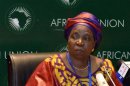 South African Home Affairs Minister Dlamini-Zuma addresses the media during leaders meeting at the African Union in Addis Ababa