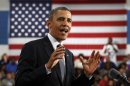 U.S. President Barack Obama speaks during a campaign event at Cuyahoga Community College in Cleveland