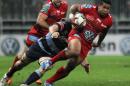 Toulon's David Smith runs to score a try during a European Cup rugby union match against Cardiff on January 11, 2014, at the Allianz Riviera stadium in Nice, southeastern France