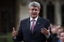 Canada's PM Harper speaks during Question Period in the House of Commons on Parliament Hill in Ottawa