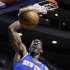 New York Knicks forward Amare Stoudemire (1) dunks against the Detroit Pistons during the first half of an NBA basketball game Wednesday, March 6, 2013, in Auburn Hills, Mich. (AP Photo/Duane Burleson)
