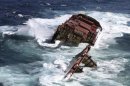 Handout picture of the bow section of the stricken container ship Rena, that remains above water on the east coast of New Zealand's North Island