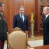 From left: Col. Gen Valery Gerasimov, Defense Minister Sergei Shoigu, and President Vladimir Putin meet in Moscow's Kremlin on Friday, Nov. 9, 2012. On Friday, Putin named Col. Gen. Valery Gerasimov the new chief of the armed forces’ General Staff to replace Gen. Nikolai Makarov. He also reshuffled several other top generals. (AP Photo/RIA Novosti, Alexei Druzhinin, Presidential Press Service)