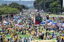 People take part in a protest against the government of Brazilian President Dilma Rousseff in Brasilia on April 12, 2015
