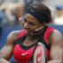 Serena Williams returns a shot to Ana Ivanovic of Serbia during the U.S. Open tennis tournament in New York, Monday, Sept. 5, 2011. (AP Photo/Mel Evans)