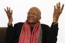 South African Archbishop and Nobel Laureate Tutu speaks during an interview with Reuters in New Delhi