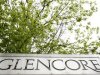 The logo of Glencore is seen in front of the company's headquarter in the Swiss town of Zug