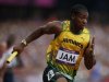 Jamaica's Yohan Blake runs in the men's 4x100m relay round 1 heat at the London 2012 Olympic Games at the Olympic Stadium