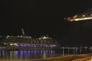The Carnival Triumph cruise ship is towed towards the port of Mobile