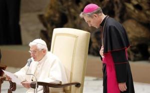 Pope Benedict XVI speaks next to his private secretary&nbsp;&hellip;